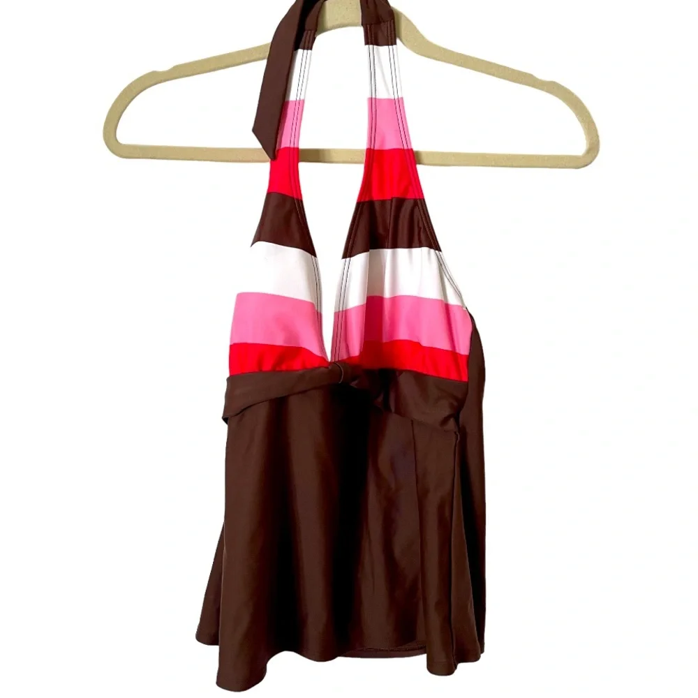 NWT La Blanca Bathing Suit Tank Top‎ Only  Brown and Pink 12